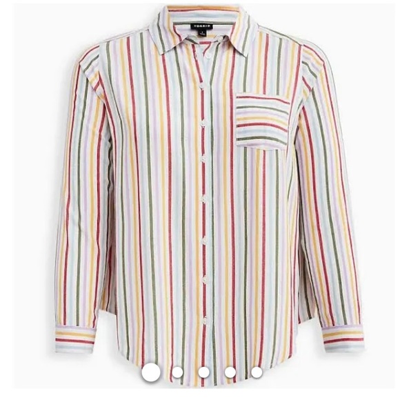 Torrid Lizzie Multi Stripe Button-Up Shirt sz2 NWT RAINBOW STRIPES BLOUSE - Picture 5 of 5